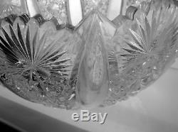 1-1 Rated 14 Cut Glass Punch Bowl Hawkes Grecian 120 Year Old Antique Crystal