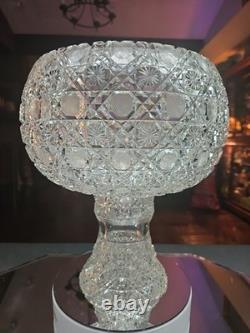 10 Egg Nog Punch Bowl Base American Brilliant period Cut Glass Crystal Harvard