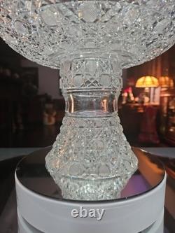 10 Egg Nog Punch Bowl Base American Brilliant period Cut Glass Crystal Harvard