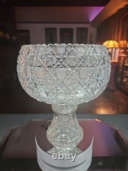 10 Egg Nog Punch Bowl Base American Brilliant period Cut Glass Crystal Harvard