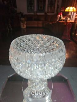 10 Egg Nog Punch Bowl Base American Brilliant period Cut Glass Crystal Harvard