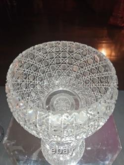 10 Egg Nog Punch Bowl Base American Brilliant period Cut Glass Crystal Harvard