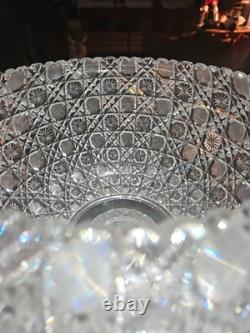 10 Egg Nog Punch Bowl Base American Brilliant period Cut Glass Crystal Harvard