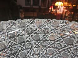 10 Egg Nog Punch Bowl Base American Brilliant period Cut Glass Crystal Harvard