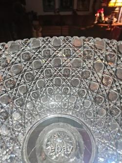 10 Egg Nog Punch Bowl Base American Brilliant period Cut Glass Crystal Harvard