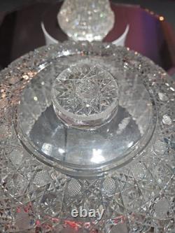 10 Egg Nog Punch Bowl Base American Brilliant period Cut Glass Crystal Harvard