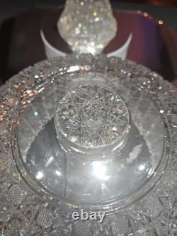 10 Egg Nog Punch Bowl Base American Brilliant period Cut Glass Crystal Harvard