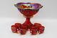 10 Pc Indiana Heirloom Carnival Glass Punch Bowl Set