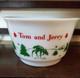 10 Piece Fawn Deer Hazel Atlas Tom and Jerry Christmas Punch Bowl Egg Nog Set