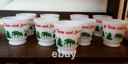 10 Piece Fawn Deer Hazel Atlas Tom and Jerry Christmas Punch Bowl Egg Nog Set