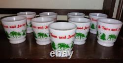 10 Piece Fawn Deer Hazel Atlas Tom and Jerry Christmas Punch Bowl Egg Nog Set