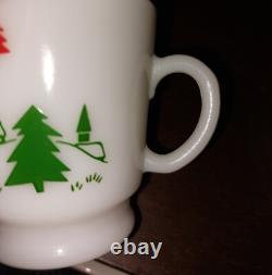 10 Piece Fawn Deer Hazel Atlas Tom and Jerry Christmas Punch Bowl Egg Nog Set