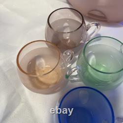 10 Piece Vintage MCM Gallerie by Luigi Bormioli Punch Bowl Set, Art Deco Decor