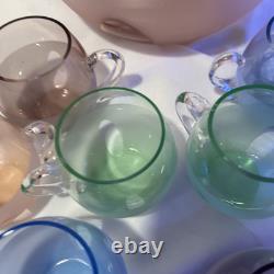 10 Piece Vintage MCM Gallerie by Luigi Bormioli Punch Bowl Set, Art Deco Decor