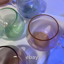 10 Piece Vintage MCM Gallerie by Luigi Bormioli Punch Bowl Set, Art Deco Decor