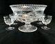 10 pc Thomas Webb WET45 ABP Cut Crystal Footed Punch Bowl & 9 Stemmed Glass Cups