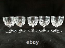 10 pc Thomas Webb WET45 ABP Cut Crystal Footed Punch Bowl & 9 Stemmed Glass Cups