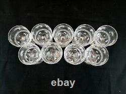 10 pc Thomas Webb WET45 ABP Cut Crystal Footed Punch Bowl & 9 Stemmed Glass Cups