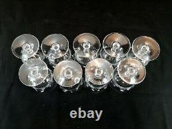 10 pc Thomas Webb WET45 ABP Cut Crystal Footed Punch Bowl & 9 Stemmed Glass Cups
