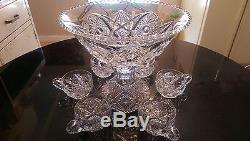 100+ Year Old Two Peice. 10 Cup Punch Bowl Set. Press cut