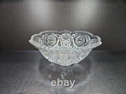 11 CAMBRIDGE Star / Diamond Design Pressed Glass Punch Bowl 2351