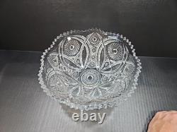 11 CAMBRIDGE Star / Diamond Design Pressed Glass Punch Bowl 2351