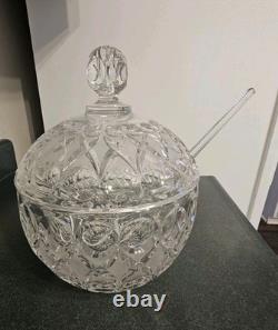 11 PC Nachtmann Bleikristall Crystal Anglia Pattern Punch Bowl Set WithLid 8 Cups