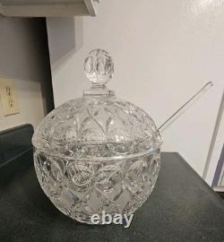 11 PC Nachtmann Bleikristall Crystal Anglia Pattern Punch Bowl Set WithLid 8 Cups