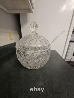 11 PC Nachtmann Bleikristall Crystal Anglia Pattern Punch Bowl Set WithLid 8 Cups