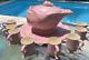 11 pc Conch Shell Beach Pink Ceramic Punch Bowl set 8 Cups & Platter & Ladle