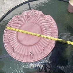 11 pc Conch Shell Beach Pink Ceramic Punch Bowl set 8 Cups & Platter & Ladle