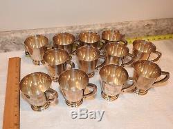 12 Gorham Sterling Silver Punch Bowl Cups + 4.925 over Glass Cocktail Glasses