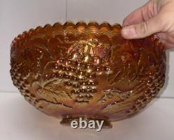 12 Imperial Glass Co. Carnival glass punch bowl IMPERIAL GRAPE marigold c. 1912