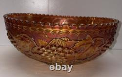 12 Imperial Glass Co. Carnival glass punch bowl IMPERIAL GRAPE marigold c. 1912