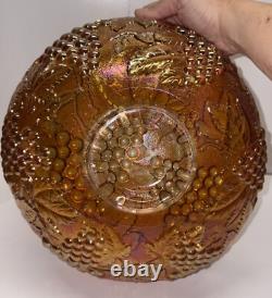 12 Imperial Glass Co. Carnival glass punch bowl IMPERIAL GRAPE marigold c. 1912