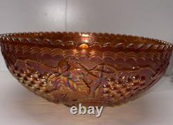 12 Imperial Glass Co. Carnival glass punch bowl IMPERIAL GRAPE marigold c. 1912