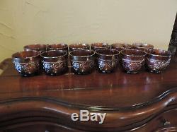 (12) NORTHWOOD GRAPE & CABLE Punch Bowl CUPS. AMETHYST/PURPLE