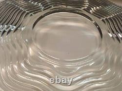 12pc Duncan & Miller Glass Punch Bowl Set Cups with Blue Handle