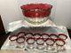 13 PC Indiana Colony Lexington Ruby Red Glass Punch Bowl Set American