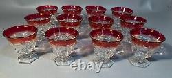 13 Pc. Punchbowl Set Ruby Thumbprint Indiana Glass Lexington Pattern c1960