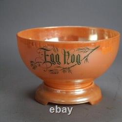 13 Piece Orange Luster Glass Eggnog Punch Bowl Set C1930