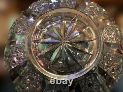13 Pressed Glass Punch Bowl & Torte PlateDaisy Button Panel StarsRare Elegant