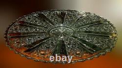 13 Pressed Glass Punch Bowl & Torte PlateDaisy Button Panel StarsRare Elegant