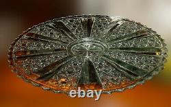 13 Pressed Glass Punch Bowl & Torte PlateDaisy Button Panel StarsRare Elegant