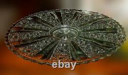 13 Pressed Glass Punch Bowl & Torte PlateDaisy Button Panel StarsRare Elegant