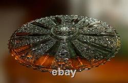 13 Pressed Glass Punch Bowl & Torte PlateDaisy Button Panel StarsRare Elegant