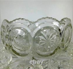 131/3215 Tiffin Franciscan Moon & Stars Glass Punch Bowl Set withPlate & 12 Cups