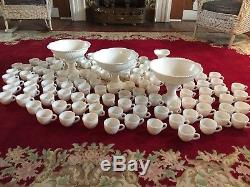 136 Piece Vintage Milk Glass Punch Bowl Set LOT Wedding Banquet Party Event