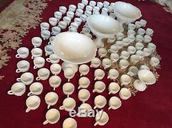 136 Piece Vintage Milk Glass Punch Bowl Set LOT Wedding Banquet Party Event