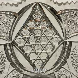 14 American Brilliant Period Cut Glass Punch Bowl